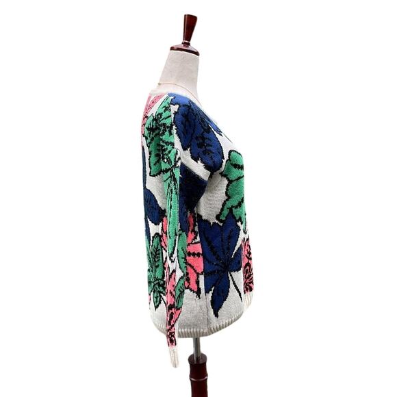 ENVY | Vintage Floral Sweater Size M/L Chunky Silver Metallic Detail Y2K 90s - Picture 3 of 5